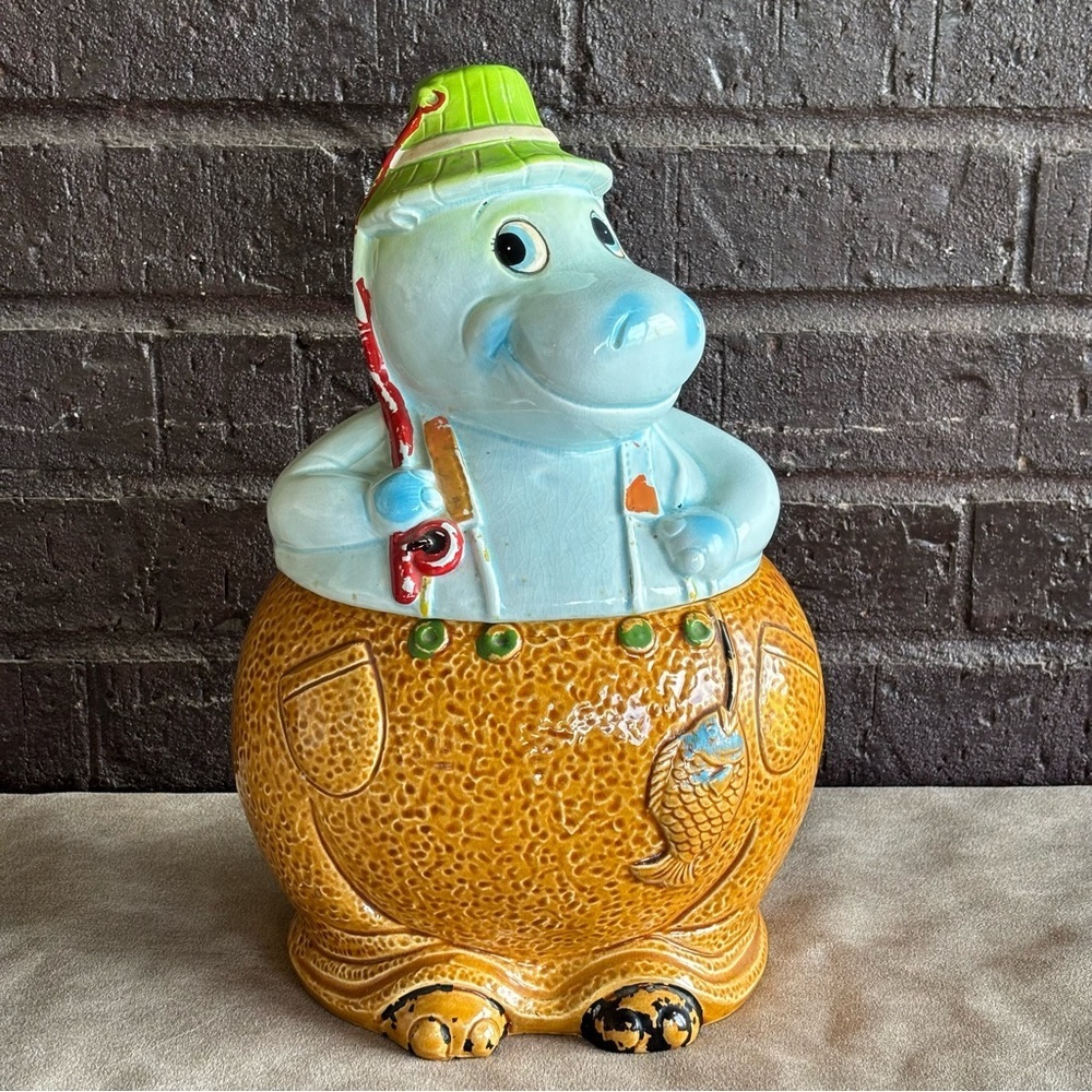 1950s Japan - Hippo Fisherman cookie jar